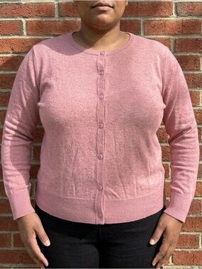 NWT 100% Cotton Clothing & Co Pink Cardigan Button Lightweight Plus Size 22/24